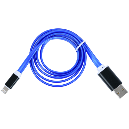 Кабель Gmini GM-MEL300FLATBL, USB-Lightning светящийся, 1м, синий