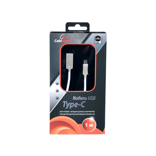 Кабель USB 2.0 Cablexpert, AM/Type-C, серия Platinum, длина 1м, белый, блистер