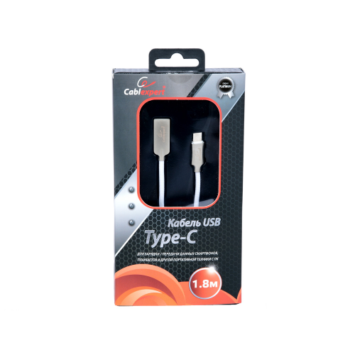 Кабель USB 2.0 Cablexpert, AM/Type-C, серия Platinum, длина 1.8м, белый, блистер