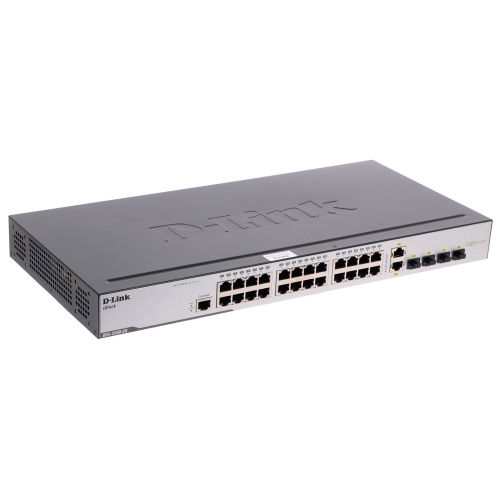 Коммутатор D-Link DES-3200-28/C1A Управляемый коммутатор 24x10/100Mbps, 2 Combo 1000BASE-T/SFP, 19''
