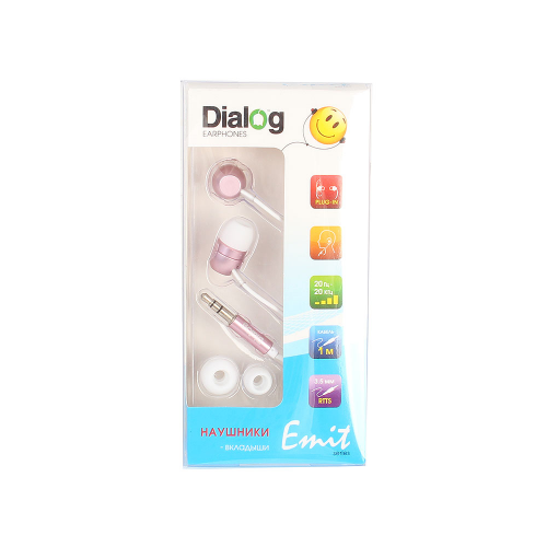 Наушники Dialog EP-F57 Pink Проводные / Внутриканальные / Розовый / 20 Гц - 20 кГц / Двухстороннее / Mini-jack / 3.5 мм