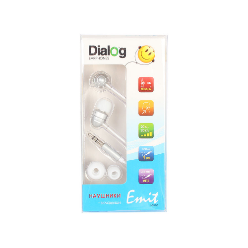 Наушники Dialog EP-F55 Silver Проводные / Внутриканальные / Серебристый / 20 Гц - 20 кГц / Двухстороннее / Mini-jack / 3.5 мм