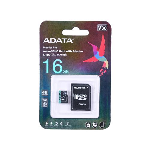 Карта памяти 16GB ADATA Premier Pro microSDXC/SDHC UHS-I U3 Class 10(V30S) 100MB/60MB/s с адаптером