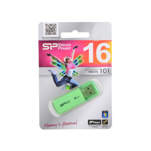 USB флешка Silicon Power Helios 101 16Gb Green (SP016GBUF2101V1N) USB 2.0 / 10 Мб/с / 5 Мб/с