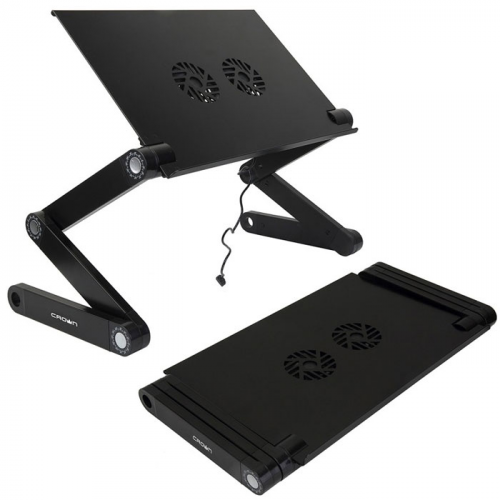 Стол-подставка для ноутбука Crown CMLS-115B, до 17", с вентилятором, черная CM000002061
