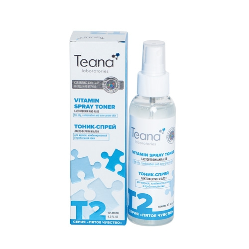 Teana Тоник-Спрей Power Anti-Shine Toner T2 Энергетический Матирующий с Лактоферрином, 125 мл