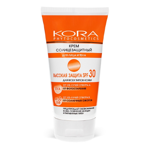 Кора Крем Sunscreen Cream for Face and Body Солнцезащитный для Лица и Тела Spf 30, 150 мл