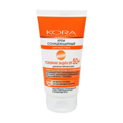 Кора Крем Sunscreen Cream Солнцезащитный для Лица и Тела Усиленная Защита SPF 50+, 150 мл