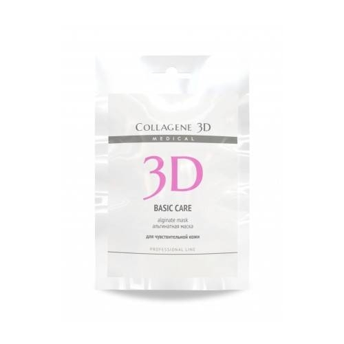 Collagene 3D Альгинатная маска для лица и тела с розовой глиной Basic Care, 30 г
