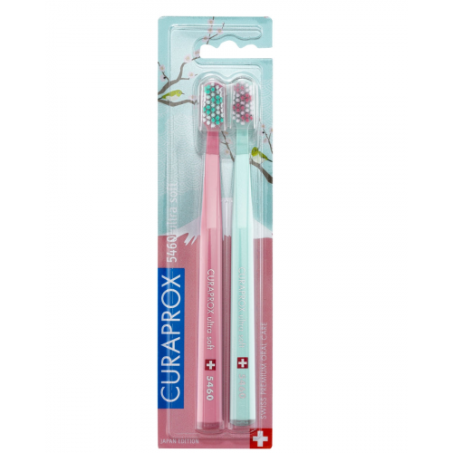 Curaprox Набор Duo Japan1 Зубных Щеток Ultrasoft, d 0,10 мм Мятная, Розовая, 2 шт
