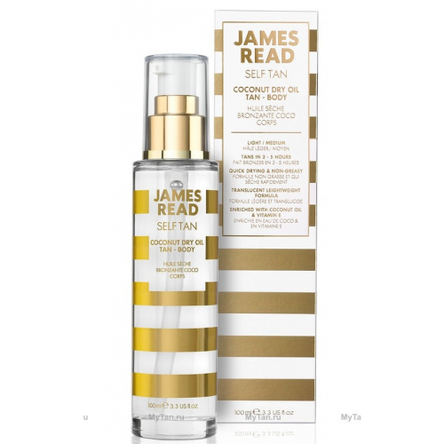 James Read Масло Coconut Dry Oil Tan Body Сухое Кокосовое с Эффектом Загара, 100 мл