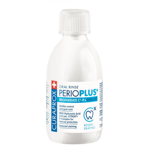 Curaprox Жидкость - Ополаскиватель Perio Plus Regenerate, с Содержанием Хлоргексидина 0,09% и Гиалуроновой Кислотой, 200 мл