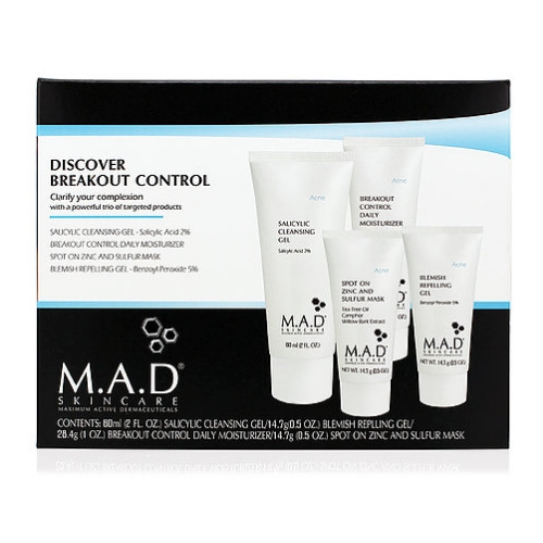 M.A.D SkinCare Набор Acne Discovery Kit Дорожный Препаратов для Жирной, Комбинированной и Кожи с Акне, 60 мл+2*14,7+28,4г мл