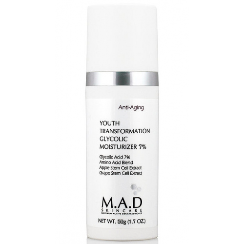 M.A.D SkinCare Крем Youth Transformation Glycolic Moisturizer 7% Омолаживающий Увлажняющий с Гликолевой Кислотой, 50г