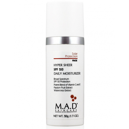 M.A.D SkinCare Крем-Основа Hyper Sheer SPF 50 Daily Moisturizer Увлажняющий под Макияж с Защитой SPF 50, 50 мл