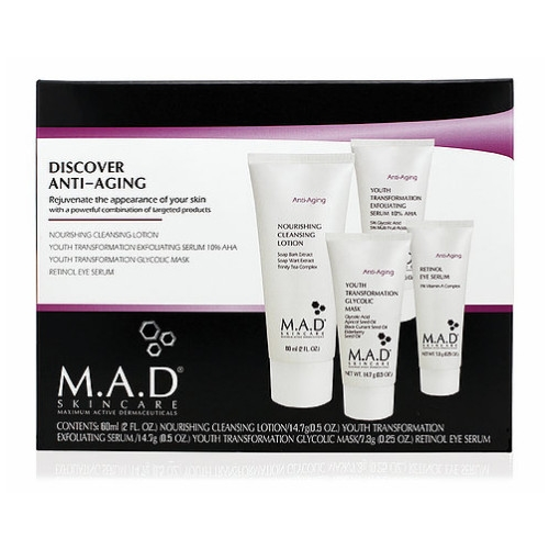 M.A.D SkinCare Набор Anti Aging Discover Kit Дорожный Препаратов для Омоложения Кожи, 60 мл+2*14,7 мл+7,3 мл
