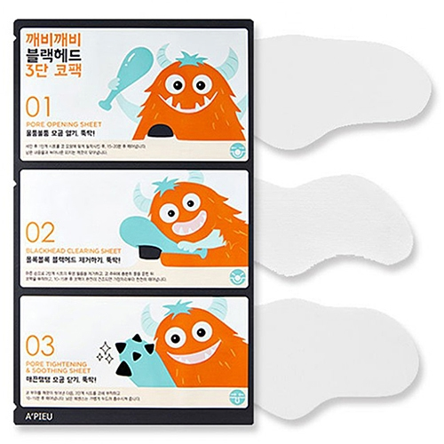A'Pieu Набор Goblin Blackhead 3-Step ose Pack для Очищения Кожи Носа, 3+0,2+3г