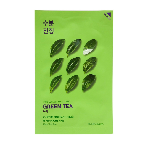 Holika Holika Маска Pure Essence Mask Sheet Green Противовоспалительная Тканевая Tea Пьюр Эссенс Зеленый Чай, 20 мл