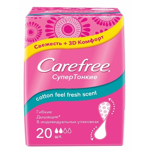 Carefree Салфетки Cotton Feel Супертонкие Ароматизированные в Индивидуальной Упаковке, 20 шт