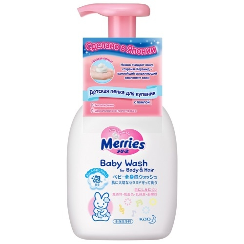 MERRIES Пенка Baby Wash Детская для Купания с Помпой, 400 мл