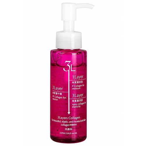Japan Gals Пенка 3 Layers Collagen для Умывания 3 Слоя Коллагена, 100 мл