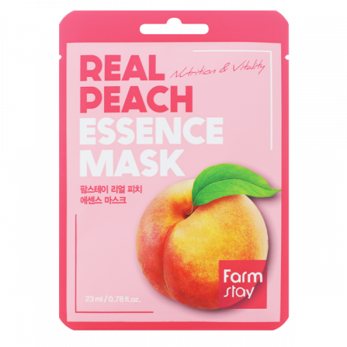 FarmStay Маска Real Peach Essence Mask Тканевая для Лица с Экстрактом Персика, 23 мл