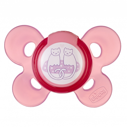 CHICCO Пустышка Physio Comfort, 1 шт.,6-12 мес., Силикон, "Котики"