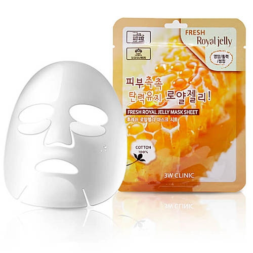 3W Clinic Маска Fresh Royal Jelly Mask Sheet Тканевая для Лица Маточное Молочко, 23 мл