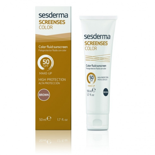 Sesderma Средство Screenses Color Fluid Sunscreen SPF 50 Brown Солнцезащитное Тональное Темный Тон, 50 мл