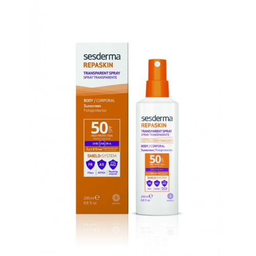 Sesderma Спрей Repaskin Transparent Sprey Body Sunscreen SPF 50 Солнцезащитный Прозрачный, 200 мл