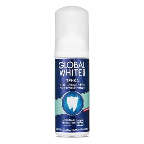 Global White Пенка Total Protection для Полости Рта Реминерализирующая Земляника, 50 мл