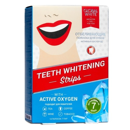 Global White Полоски Teeth Whitening Strips Отбеливающие, 7 шт