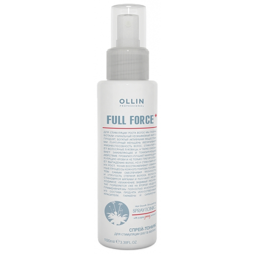 OLLIN PROFESSIONAL Спрей-Тоник Full Force Stimulating Spray Tonic для Стимуляции Роста Волос с Экстрактом Женьшеня, 100 мл