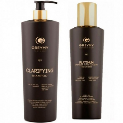Greymy Крем Platinum Express Hair Keratin Treatment / Очищающий Шампунь, 500+800 мл