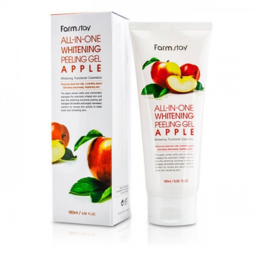 FarmStay Гель All-In-One Whitening Peeling Gel Apple Отшелушивающий с Экстрактом Яблока, Выравнивающий Тон Кожи, 180 мл