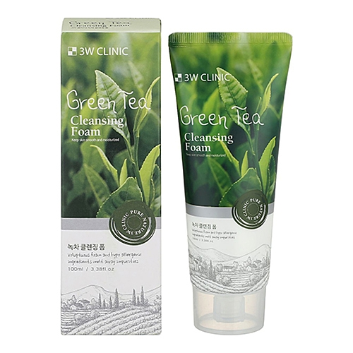 3W Clinic Пенка Green Tea Cleansing Foam для Умывания с Экстрактом Зелёного Чая, 100 мл