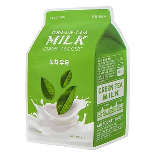 A'Pieu Маска Green Tea Milk One-Pack Тканевая Успокаивающая с Зеленым Чаем и Гамамелиса, 21г