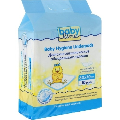 BABYLINE Пеленки с Гелевым Абсорбентом 70*60 см, 10 шт