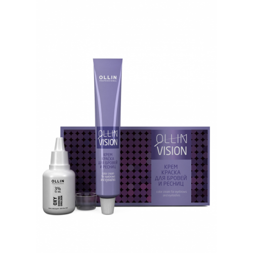 OLLIN PROFESSIONAL Крем-Краска Vision Eyebrows Color Cream для Бровей и Ресниц Графит в Наборе, 20 мл