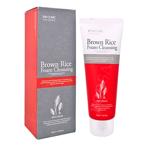 3W Clinic Пенка Foam Cleansing Rice для Умывания с Коричневым Рисом, 100 мл