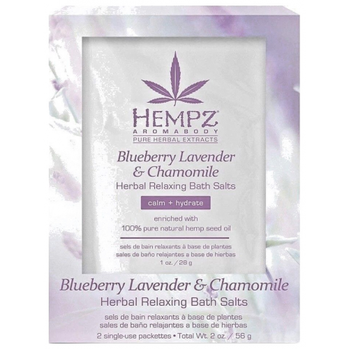 HEMPZ Соль Blueberry Lavender & Chamomile Herbal Relaxing Bath Salts для Ванны Расслабляющая Лаванда, Ромашка и Дикие Ягоды, 2*28г