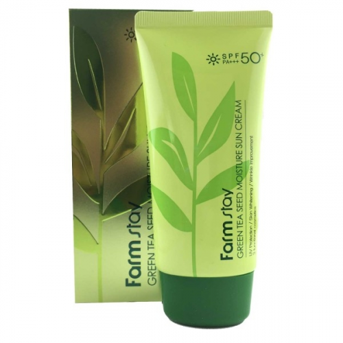 FarmStay Крем Green Tea Seed Moisture Sun Cream Солнцезащитный Увлажняющий с Семенами Зеленого Чая SPF 50/PA+++, 70г