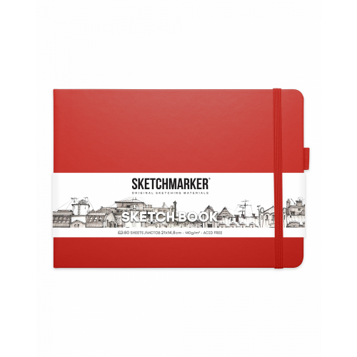 Блокнот для зарисовок Sketchmarker 21х14,8 см 80 л 140 г, твердая обложка Красный пейзаж SKM-2314204SM