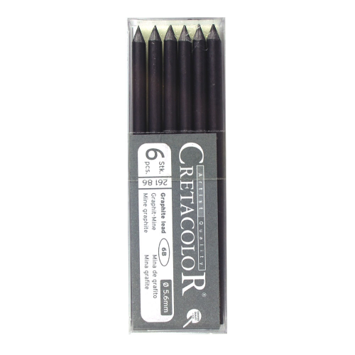 Набор стержней для цангового карандаша Cretacolor 6 шт 5,6 мм, 6B CRETA-26186
