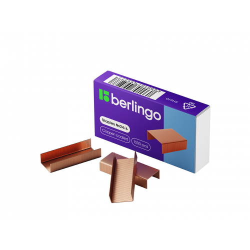Скобы для степлера Beringo №24/6 1000 шт, медные Berlingo Brg-SH610