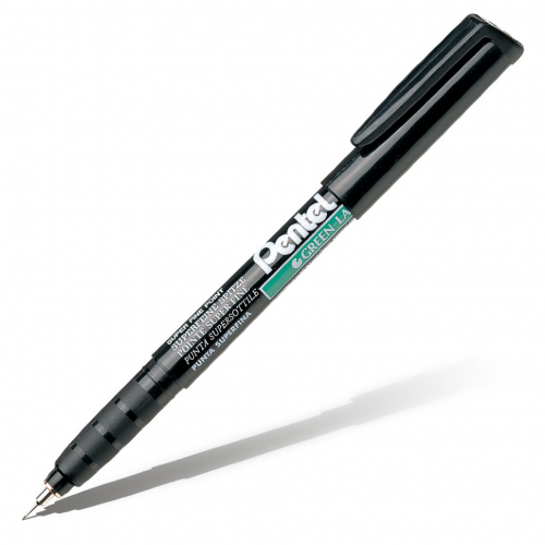 Маркер перманентный Pentel "Green Lable" 0,6 мм иглообразный пишущий узел, чёрный PEN-NMF50-A