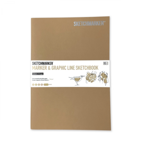 Скетчбук для маркеров Sketchmarker "MARKER LINE" 17,6х25 см 16 л 160 г мягкая обложка, коричневый SKM-MLSM/BRUN