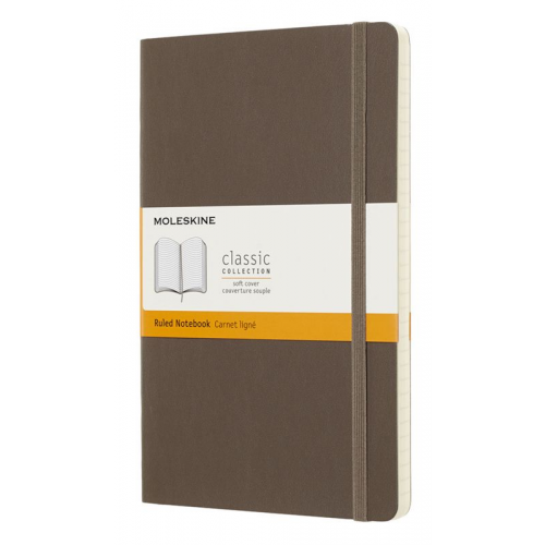 Записная книжка в линейку Moleskine "Classic Soft" Large 13х21 см 192 стр., обложка мягкая коричнева MOL-1056579