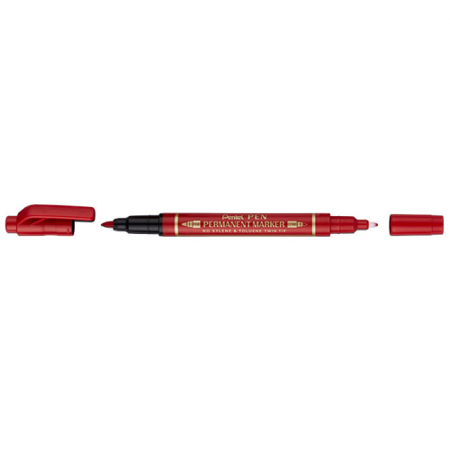 Маркер перманентный двухсторонний Pentel "Twin Tip New" 0,3-0,6/0,8-1,2 мм, красный PEN-N75W-B