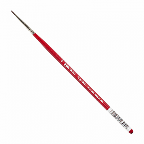 Кисть белка №0 круглая Escoda "Aquario 1125" короткая ручка красная Esc-1125-0